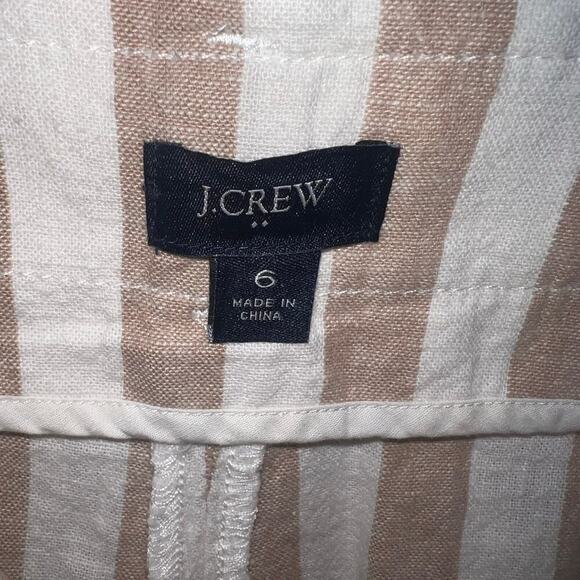 J.Crew factory women sz 6 striped flared paper bag linen blend crop boho pant - Picture 7 of 10